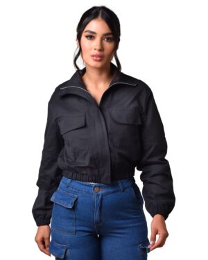 Chaqueta Cropped Negra Urban Utility REF 20019