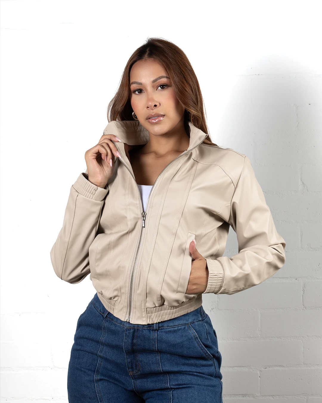 Chaqueta Dama Cuero Sintetico Liso REF 20058 - Image 7