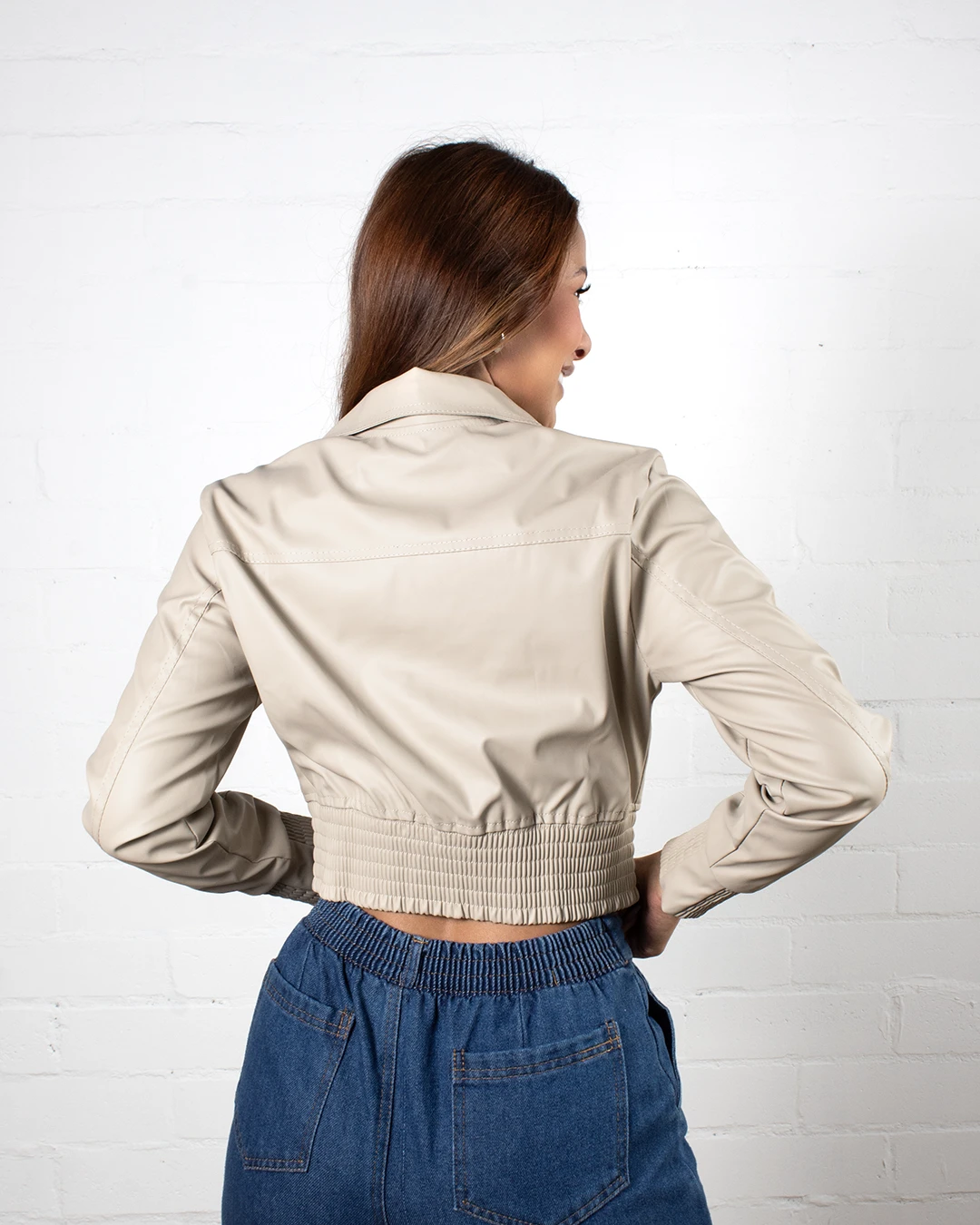 Chaqueta Dama Cuero Sintético Botón Metálico REF 770 - Image 2